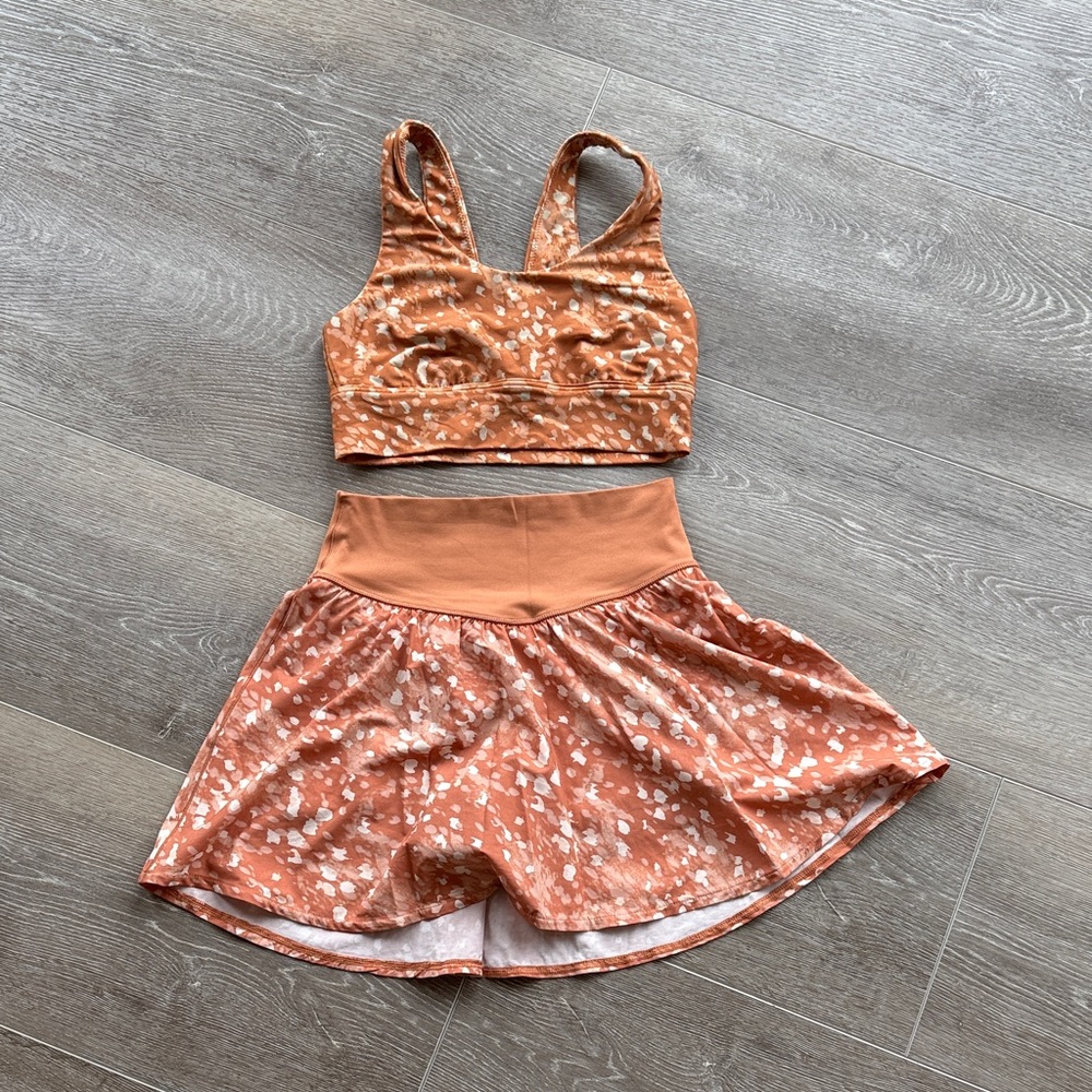 Aerie Terracotta Sports Bra and Skirt Set